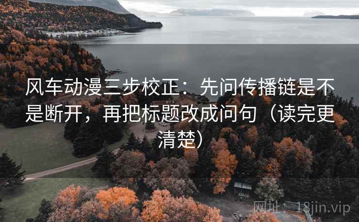 风车动漫三步校正：先问传播链是不是断开，再把标题改成问句（读完更清楚）